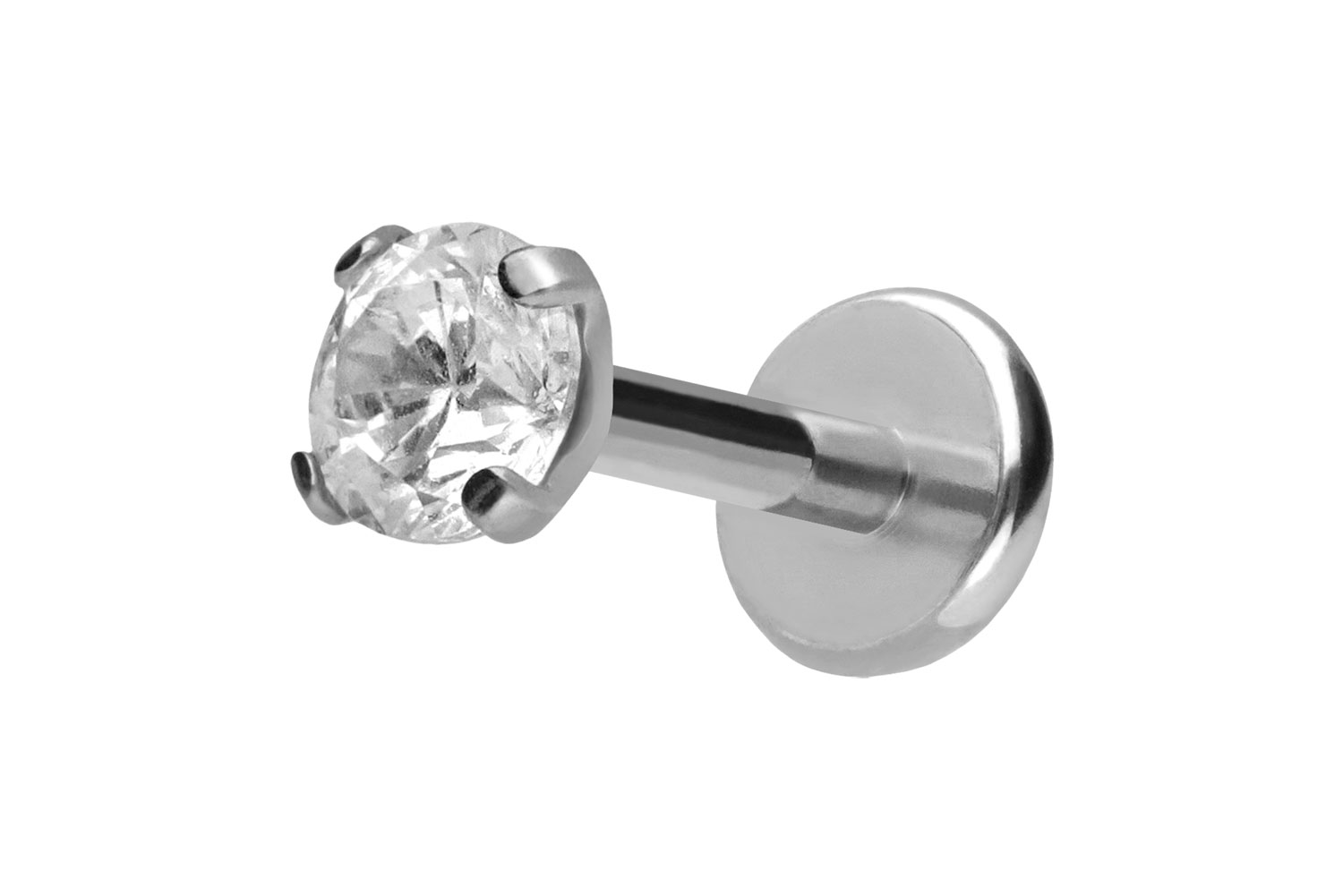 Titan Labret Piercing mit Push Fit EINGEFASSTER KRISTALL